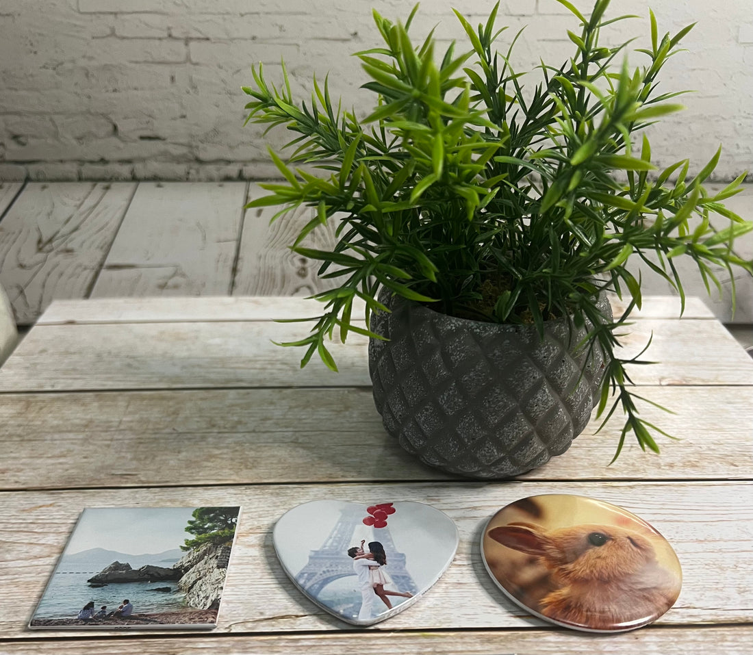 (NEW) 3 Mix Shape Photo Magnets-Square, Heart, & Circle (3 Of Each)